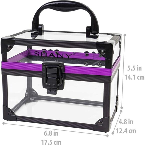 SHANY Cosmetics Case with Secure Closure Clear Black Purple Travel - Picture 2 of 11